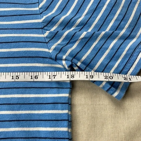 Polo Ralph Lauren Shirt Boys Large 14-16 Blue Stripe Short Sleeve Crewneck Shirt - Picture 8 of 9